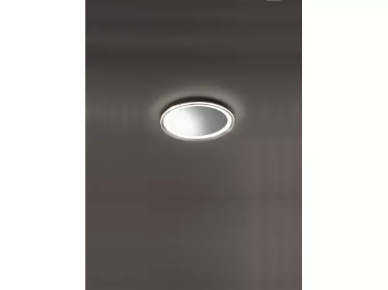Miroir LED Mirò d.40 cm 38W gris titane, plafonnier et applique murale, lumière chaude 3000K, style moderne salle de bain