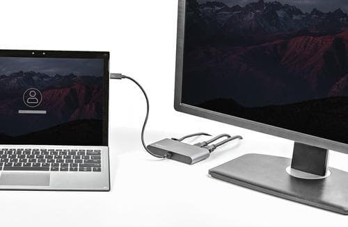 StarTech.com TB3DKM2HDL, Ledningsført, Thunderbolt 3, 10,100,1000 Mbit/s, IEEE 802.3ab,IEEE 802.3i,IEEE 802.3u, Grå, 3840 x 2160 pixel