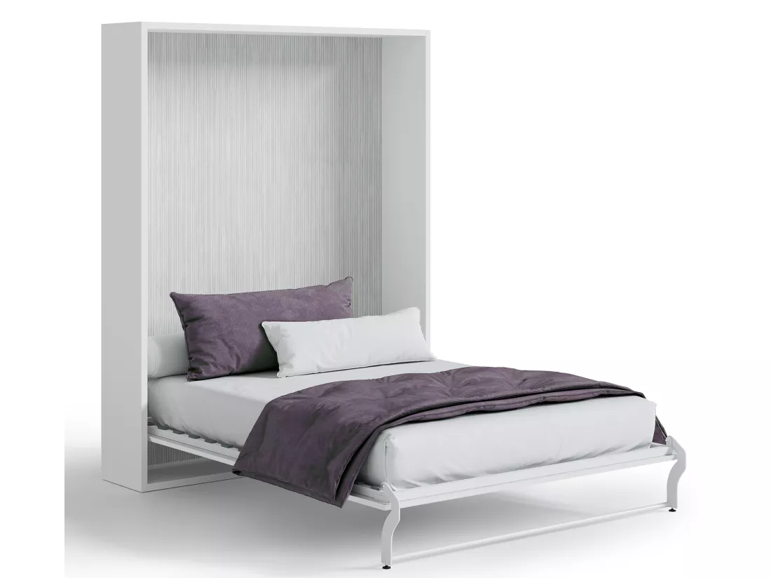 Lit escamotable vertical Banila-Couleur Chêne blanc-140x190
