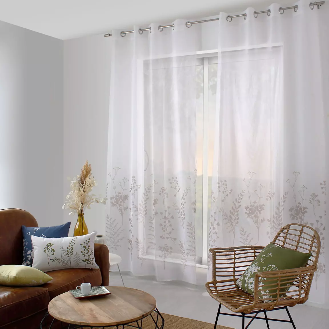 Voilage (140 x 240 cm) Herbier Blanc