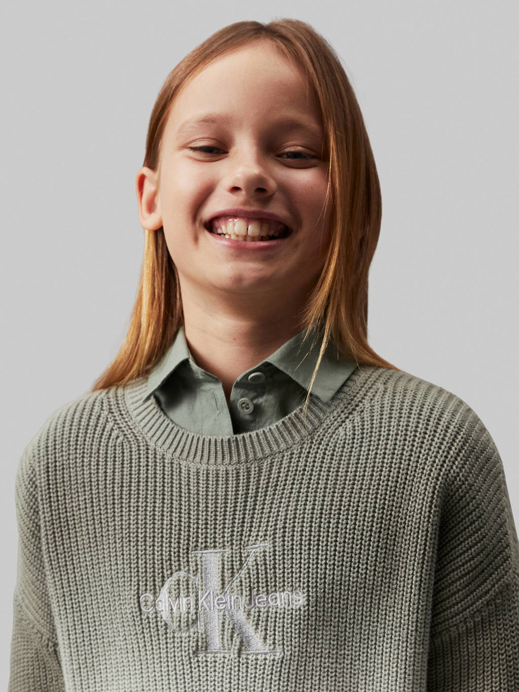 Calvin Klein trui olijfgroen/wit