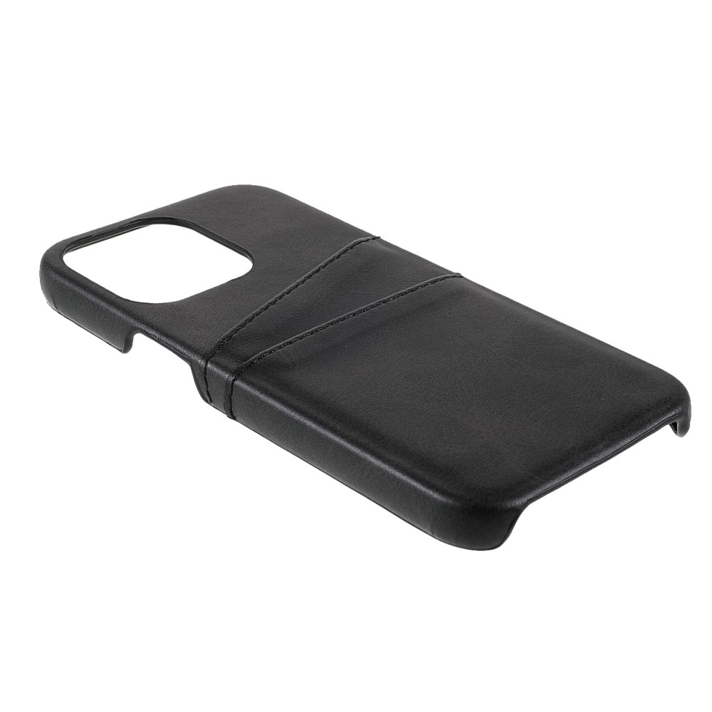 iPhone 13 Pro Leder Hülle Snap Case   Kartenfach - Schwarz