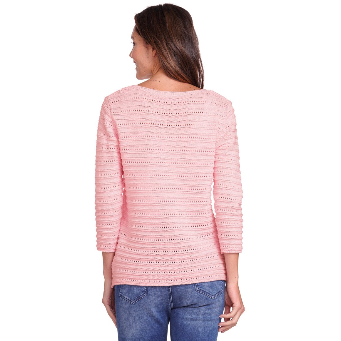 Gina Benotti Damen Strickpullover mit Lochmuster rosa