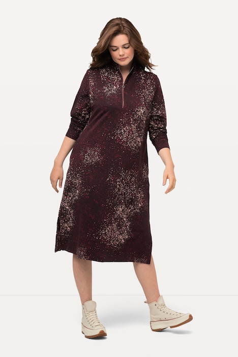 Sweatkleid, Punkte, Troyerkragen, Langarm, Biobaumwolle