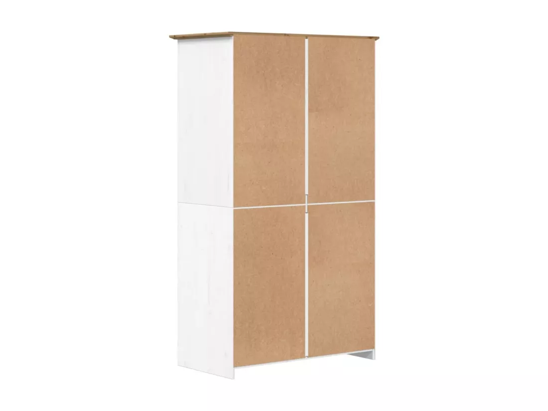 Garde-robe BODO blanc marron 99x53,5x173 cm bois massif de pin