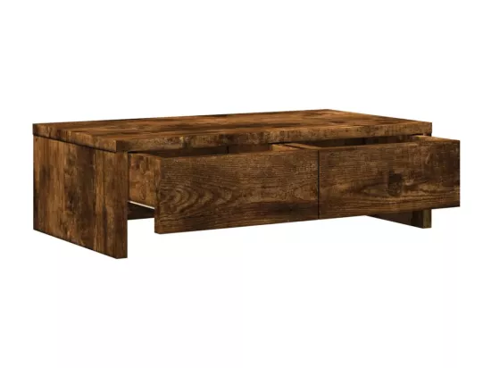 Support de moniteur avec tiroirs chêne fumé bois d'ingénierie