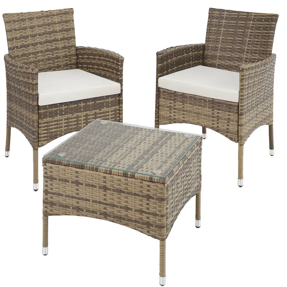 tectake - bistroset Luzern - wicker - natuurkleur