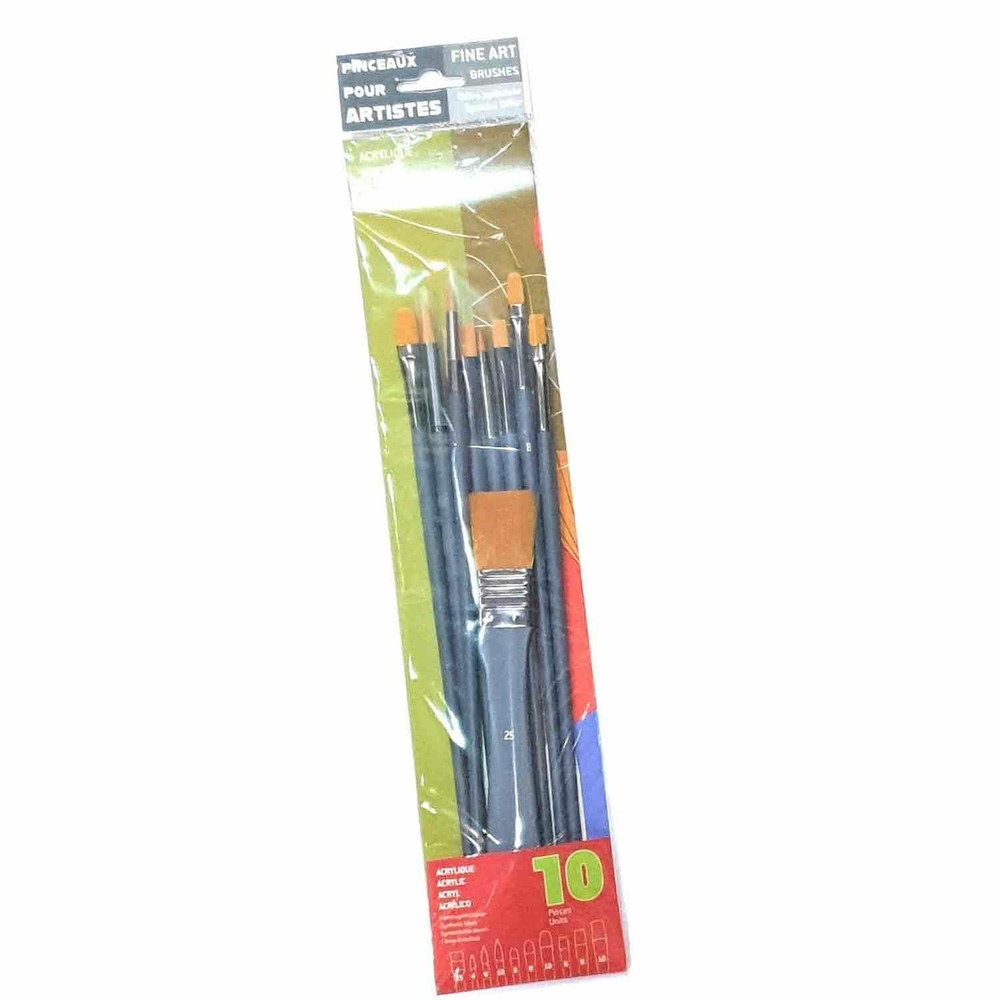 9 pinceaux pour peinture acrylique et 1 spalter