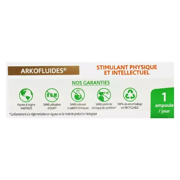 Arkopharma Arkofluides Estimulante Físico Orgânico 20 ampolas