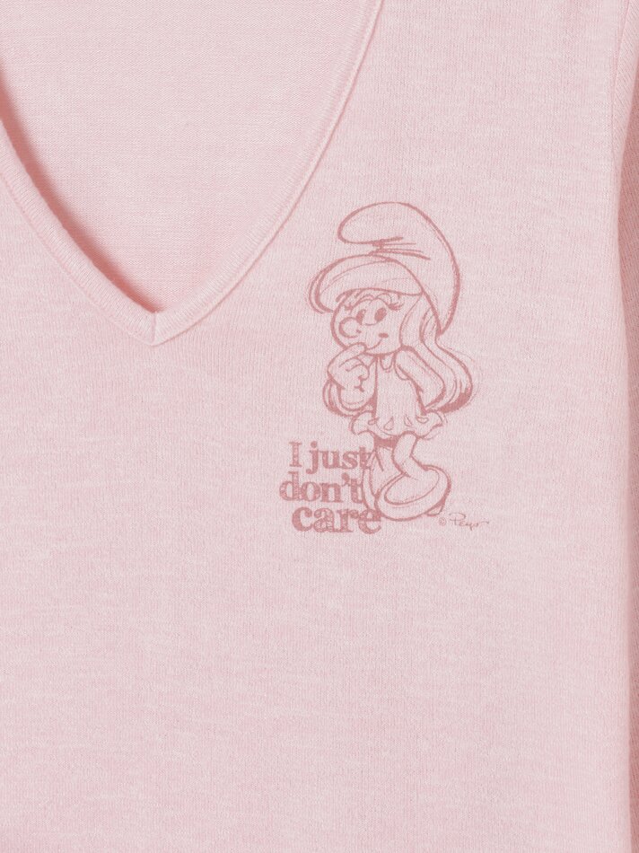 Conjunto de pijama estampado dos Smurfs IMPS - Rosa claro