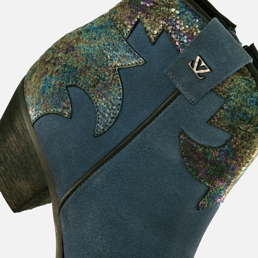 Lazamani Cowboylaarzen blauw Leer