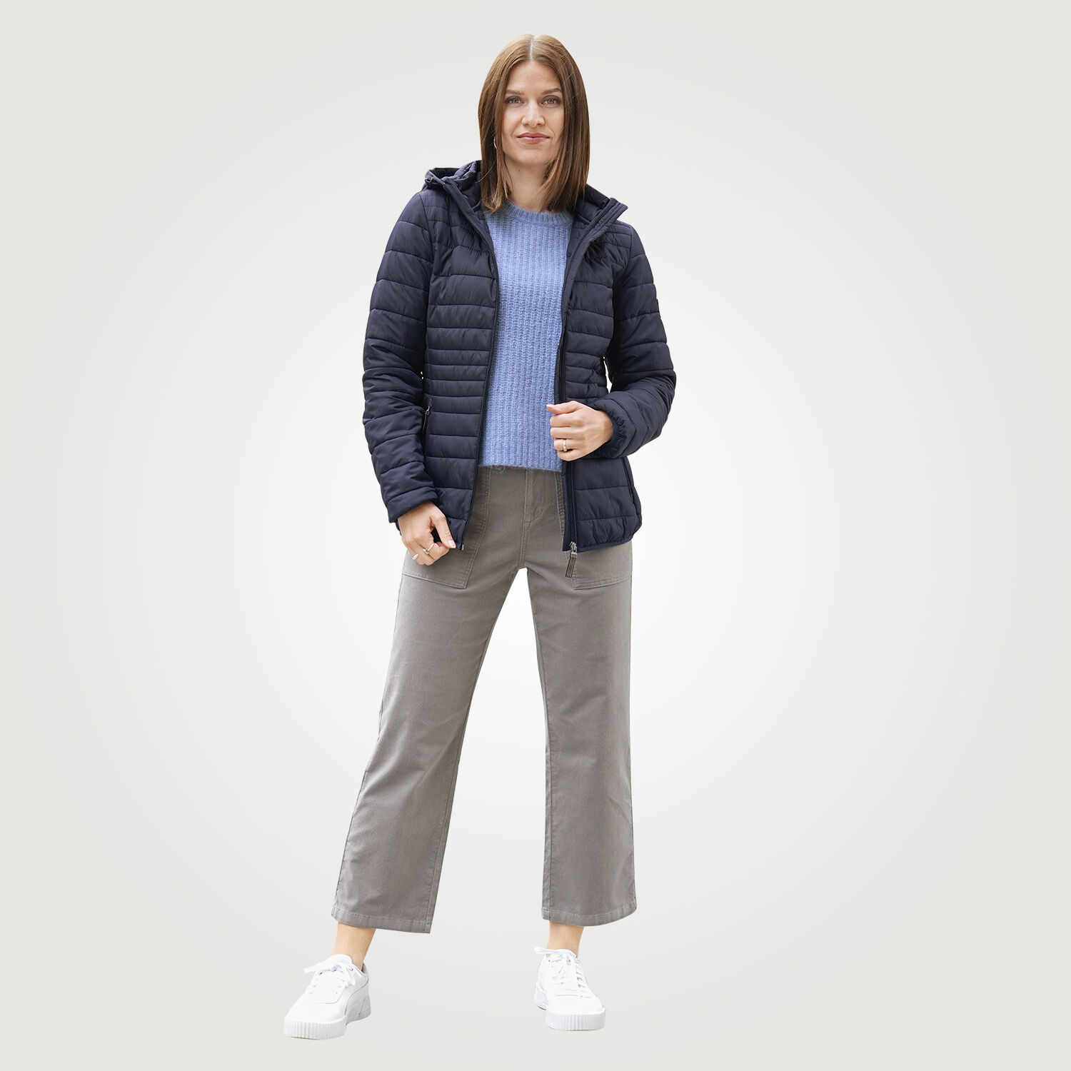 Steppjacke mit abnehmbarer Kapuze