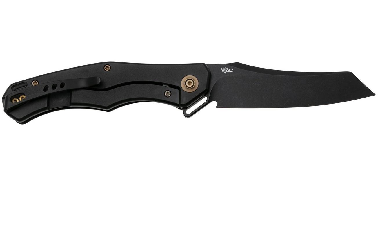 WE Knife RekkeR WE22010G-3 Blackwashed CPM 20CV, Black Titanium Golden Diamond Pattern zakmes, Kyle Lamb design