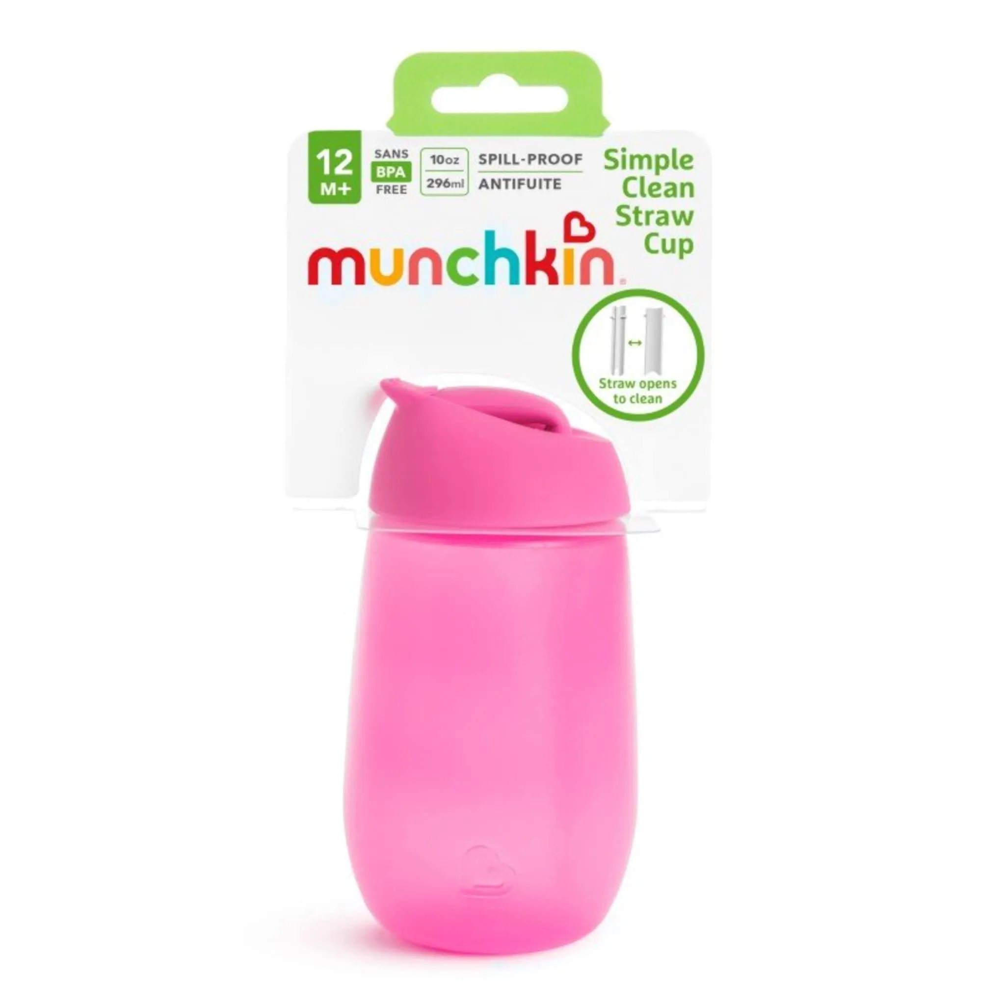 Munchkin Gobelet avec Paille Simple Clean™ 10oz - Rose