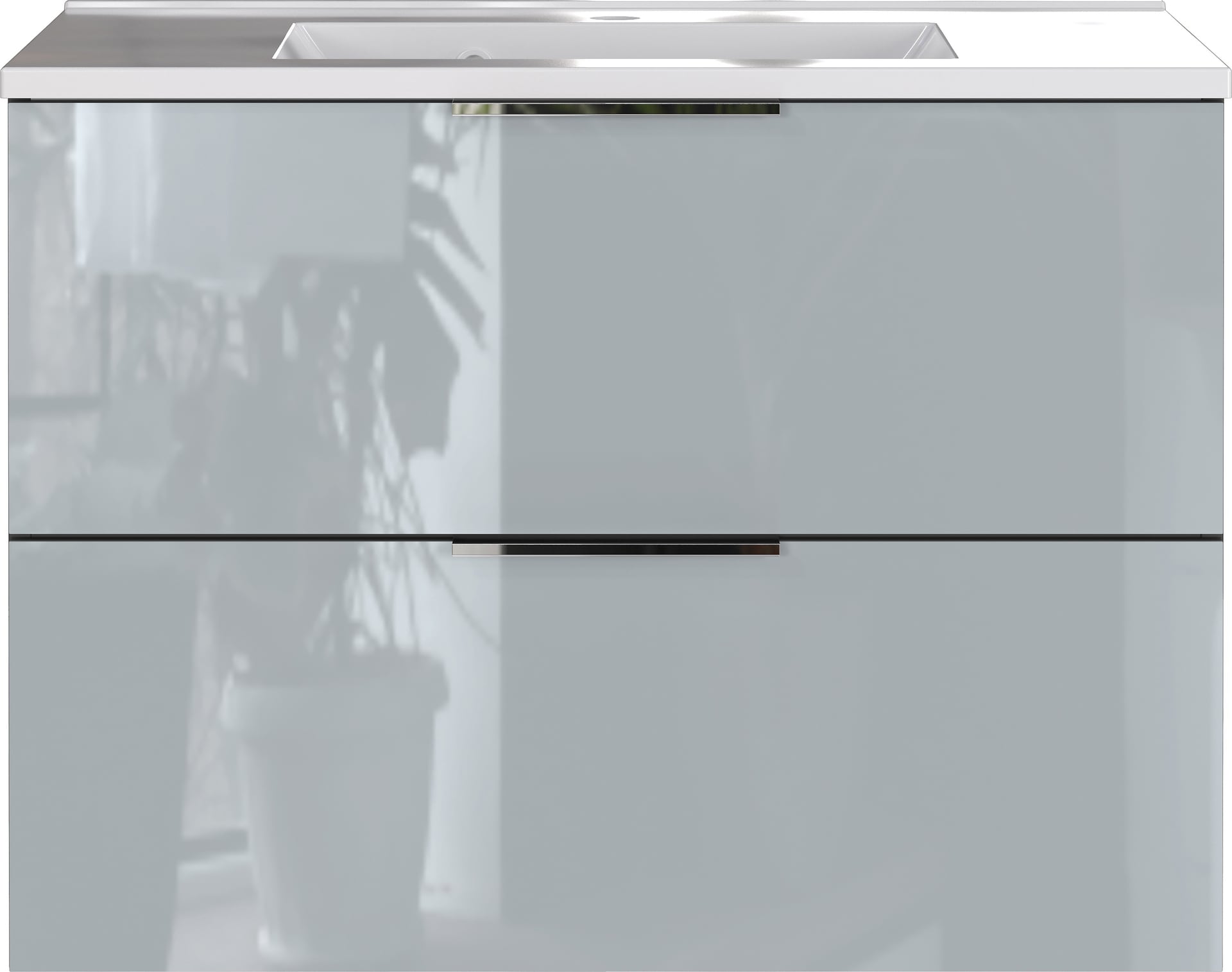 Waschtisch JAN mit Waschbecken 81x61x47 cm graphit/silbergrau Glasfront