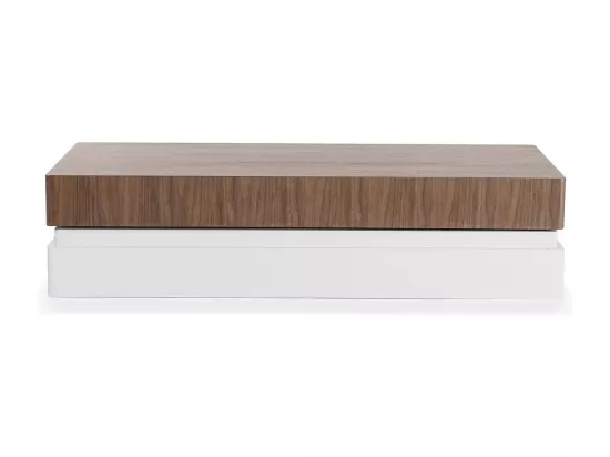 Table basse bois/laqué SIDONY - Noyer/Blanc - Bois foncé