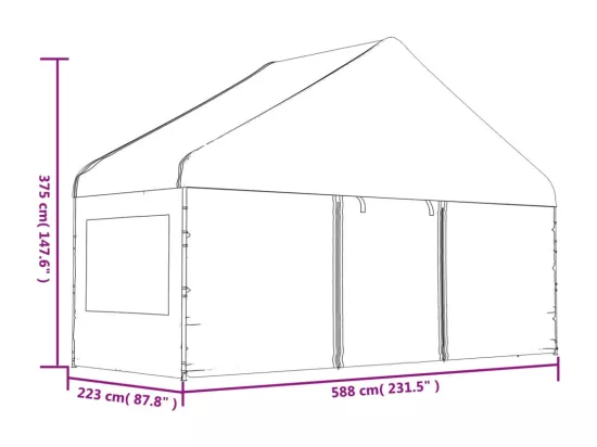 Belvédère avec toit blanc 8,92x5,88x3,75 m polyéthylène