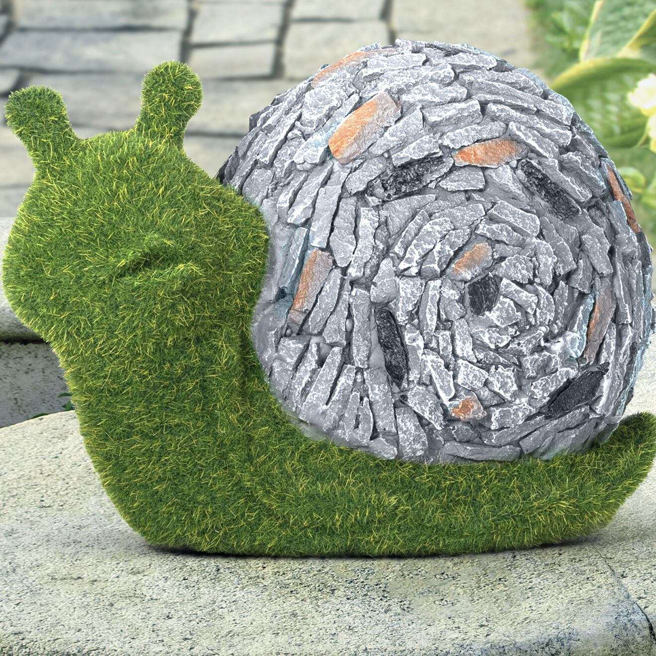 Pratik Garden Décoration escargot pour gazon vert/gris - 15x20x10 cm