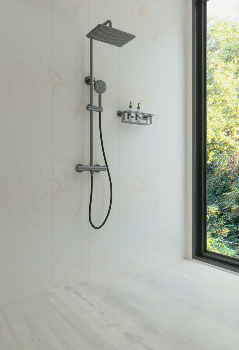 Saniclear Vision Pro opbouw regendouche met 20x30cm hoofddouche verouderd ijzer - gunmetal