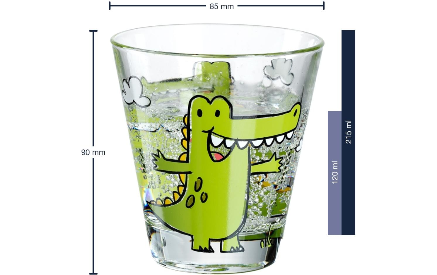 Kindertrinkglas Bambini Krokodil, 215 ml, 6 StückTrinkgläser Set für Kinder