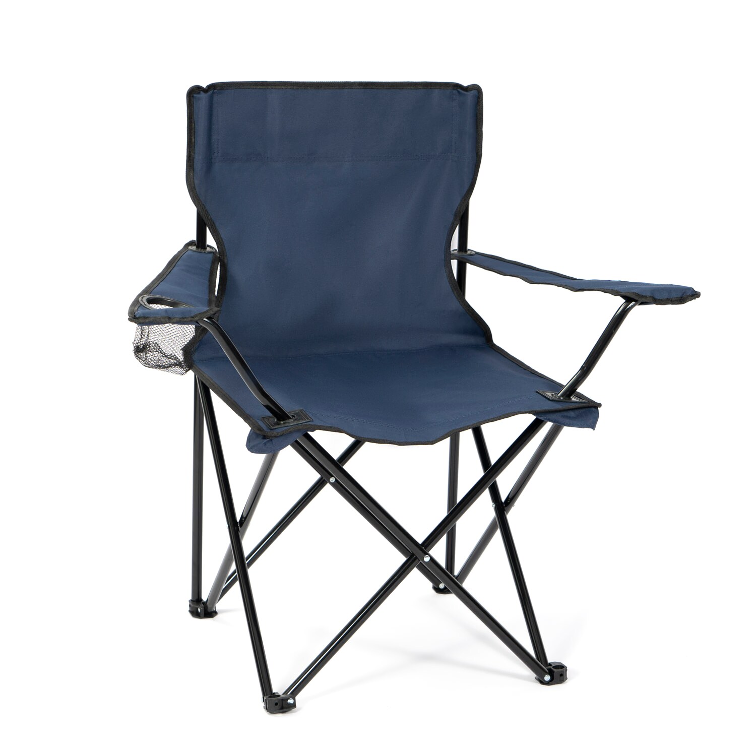 24MOVE® Campingstuhl Faltstuhl, blau, mit Getränkehalter und Tragetasche Outdoor, faltbar max. 100kg, Angerstuhl, Klappstuhl