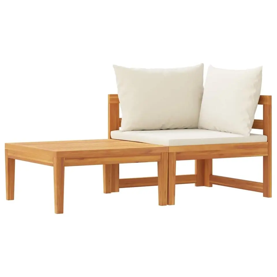 vidaXL - Loungeset - Wit - Acaciahout - 2 stuks - Met kussens