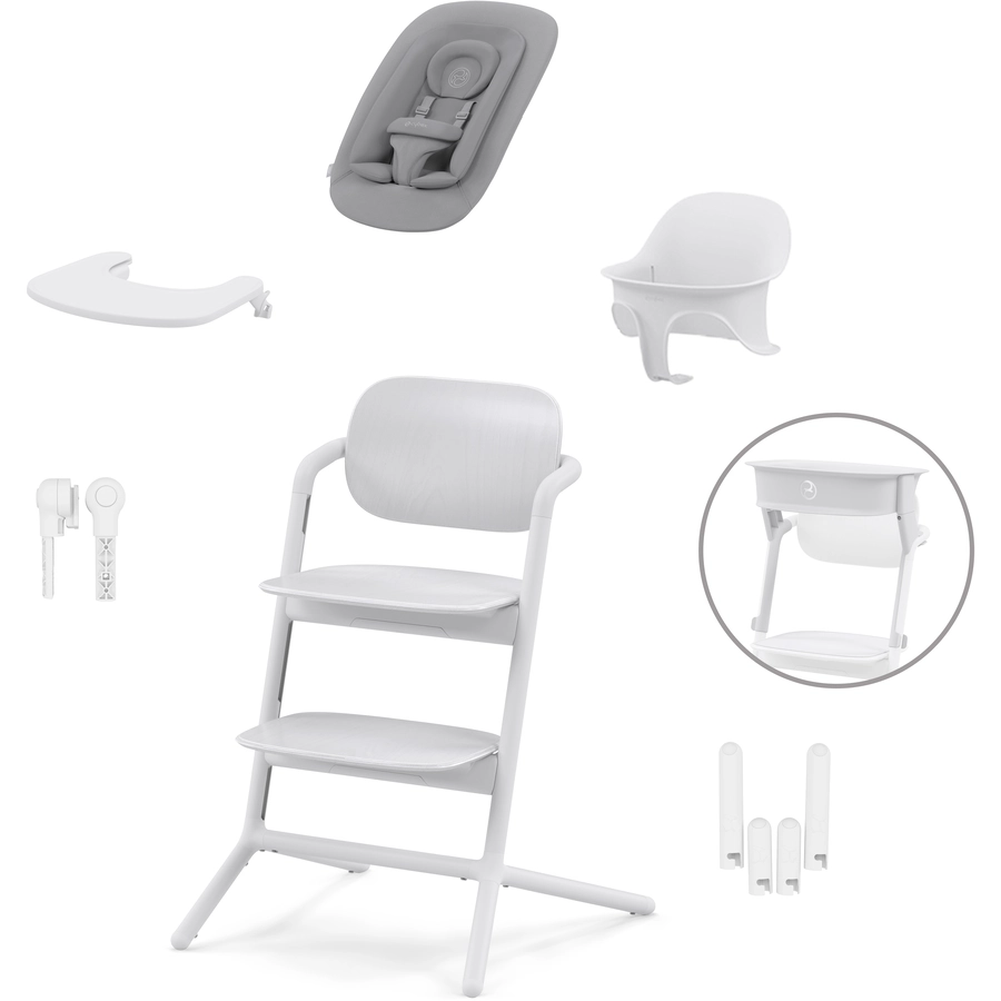 cybex GOLD Hochstuhl Lemo 4 in 1 Set All White inklusive Learning Tower