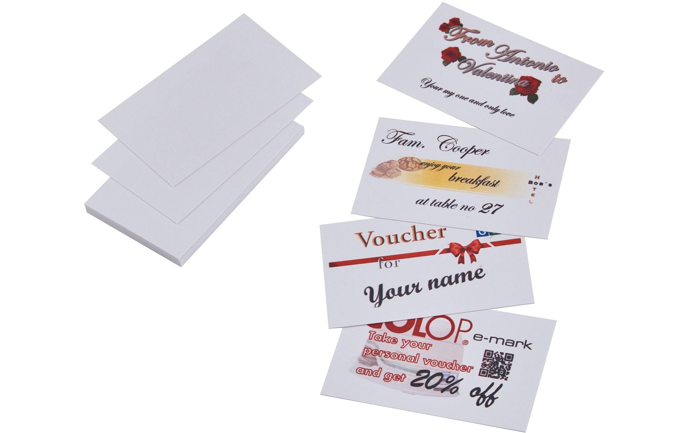 Visitenkarten-Etiketten 85 x 54 mm, 100 StückBeidseitig bedruckbare Papierkarten
