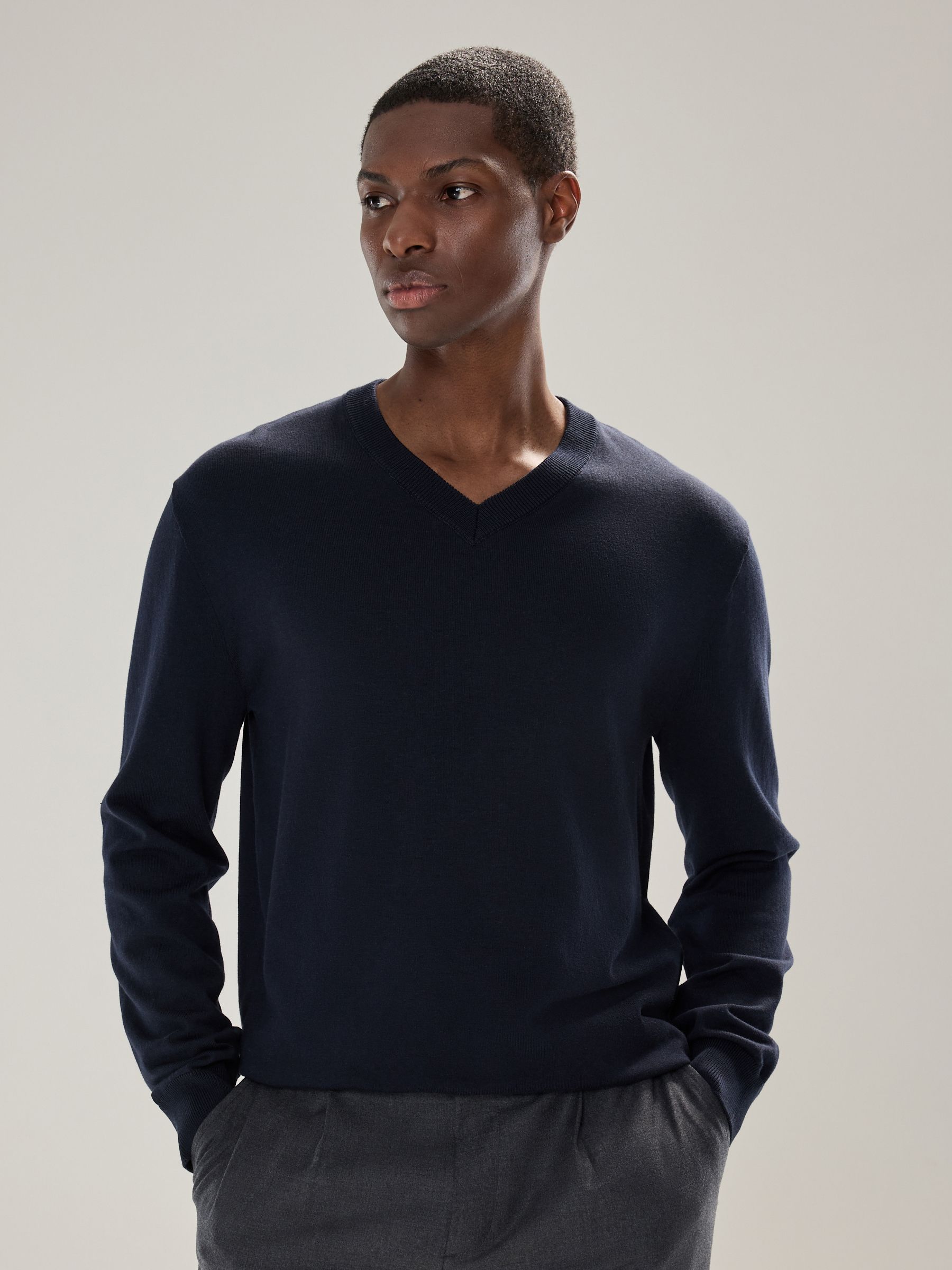 Donkerblauw - Cotton Rich Long Sleeve Jumper