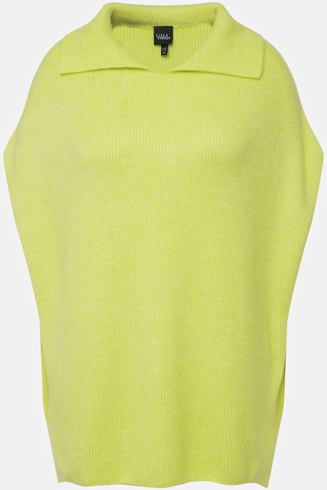Pullunder, Rippstrick, oversized, Strickkragen, ärmellos