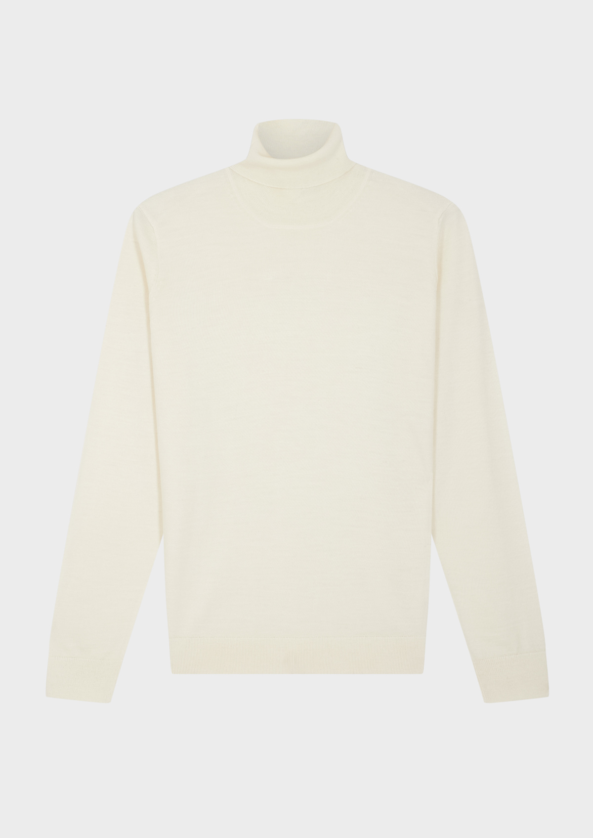 Pull col roulé en laine Mérinos mélangée unie écrue