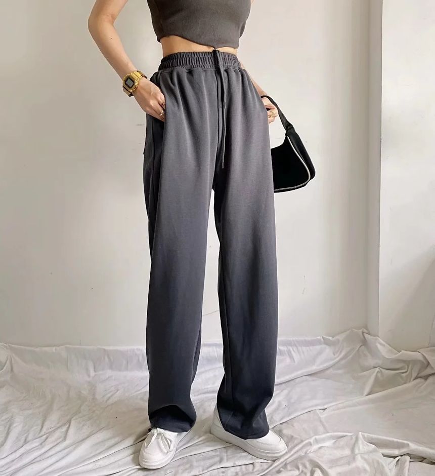 Asiris - Hoge taille effen rechte joggingbroek