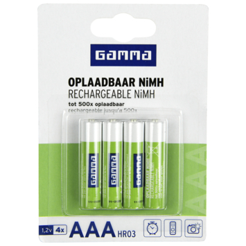 GAMMA Batterij Oplaadbaar AAA 4 stuks