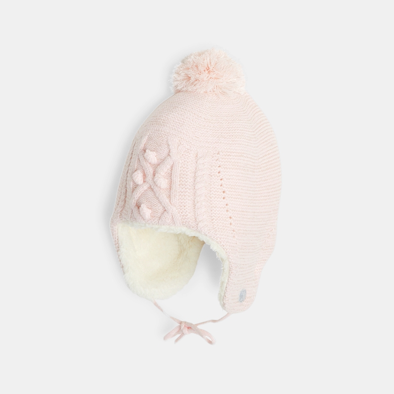 Bonnet péruvien fourré rose fille