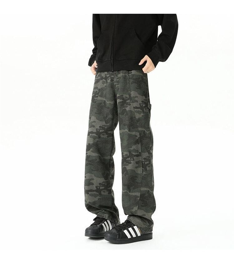 Sheck - Rechte broek met camouflageprint en middelhoge taille (verschillende ontwerpen)
