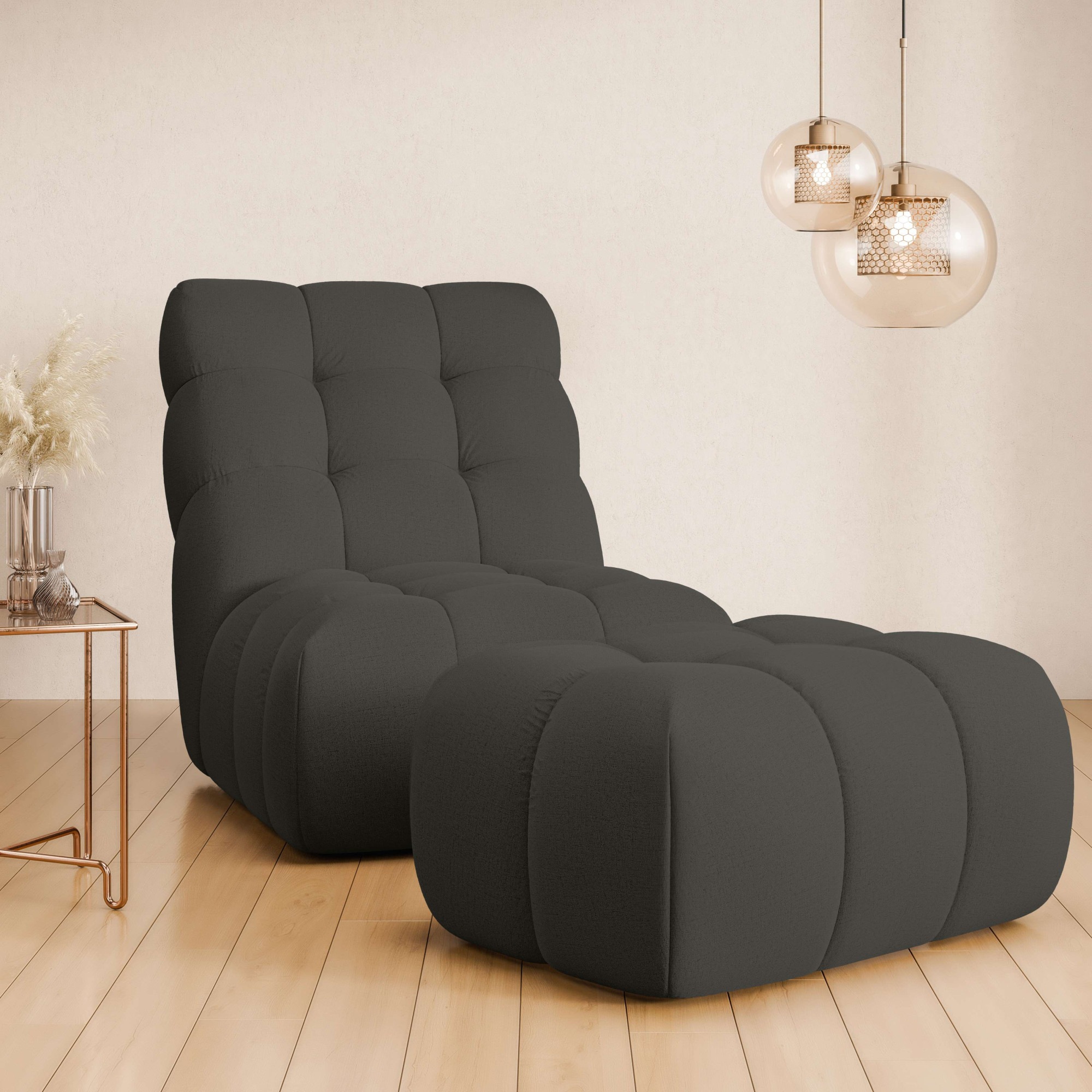 Home affaire XXL-Sessel »AURELIAN Loveseat XXL mit Hocker im Set, Lese-Sessel, Relaxsessel,« mit Wellenunterfederung, Struktur fein, Struktur grob, Velours
