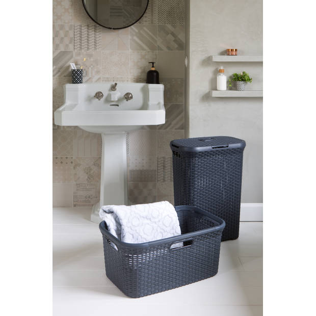 Curver Style Wasmand met Deksel - 40L - Antraciet