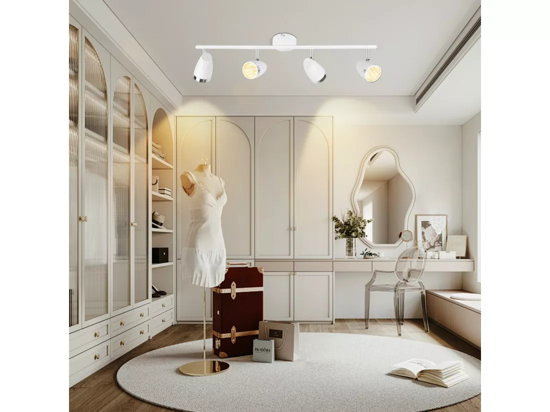 NETTLIFE Spot de plafond LED 4 ampoules moderne 4W blanc blanc chaud 3000K