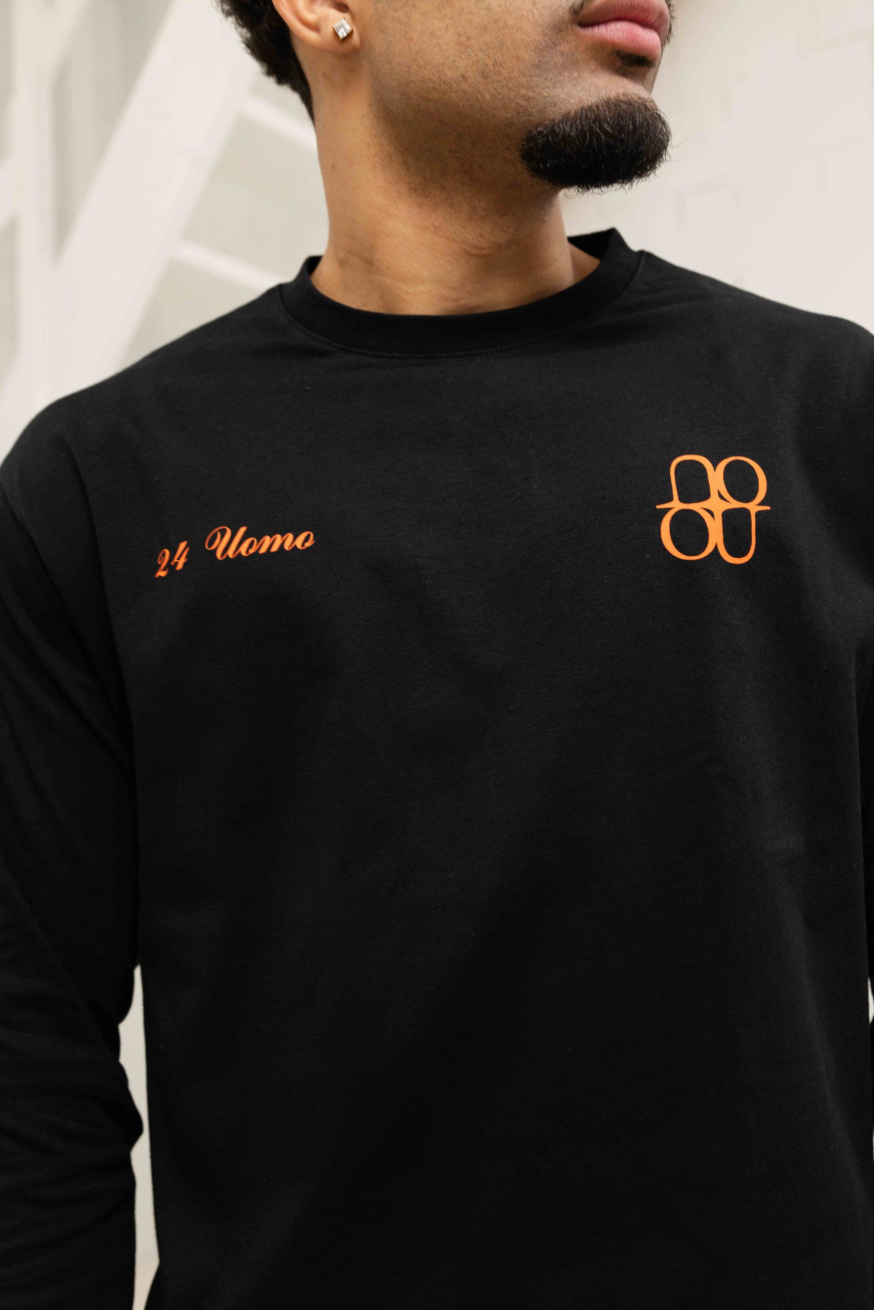 24 Uomo Symbol Longsleeve Shirt Heren Zwart/Oranje