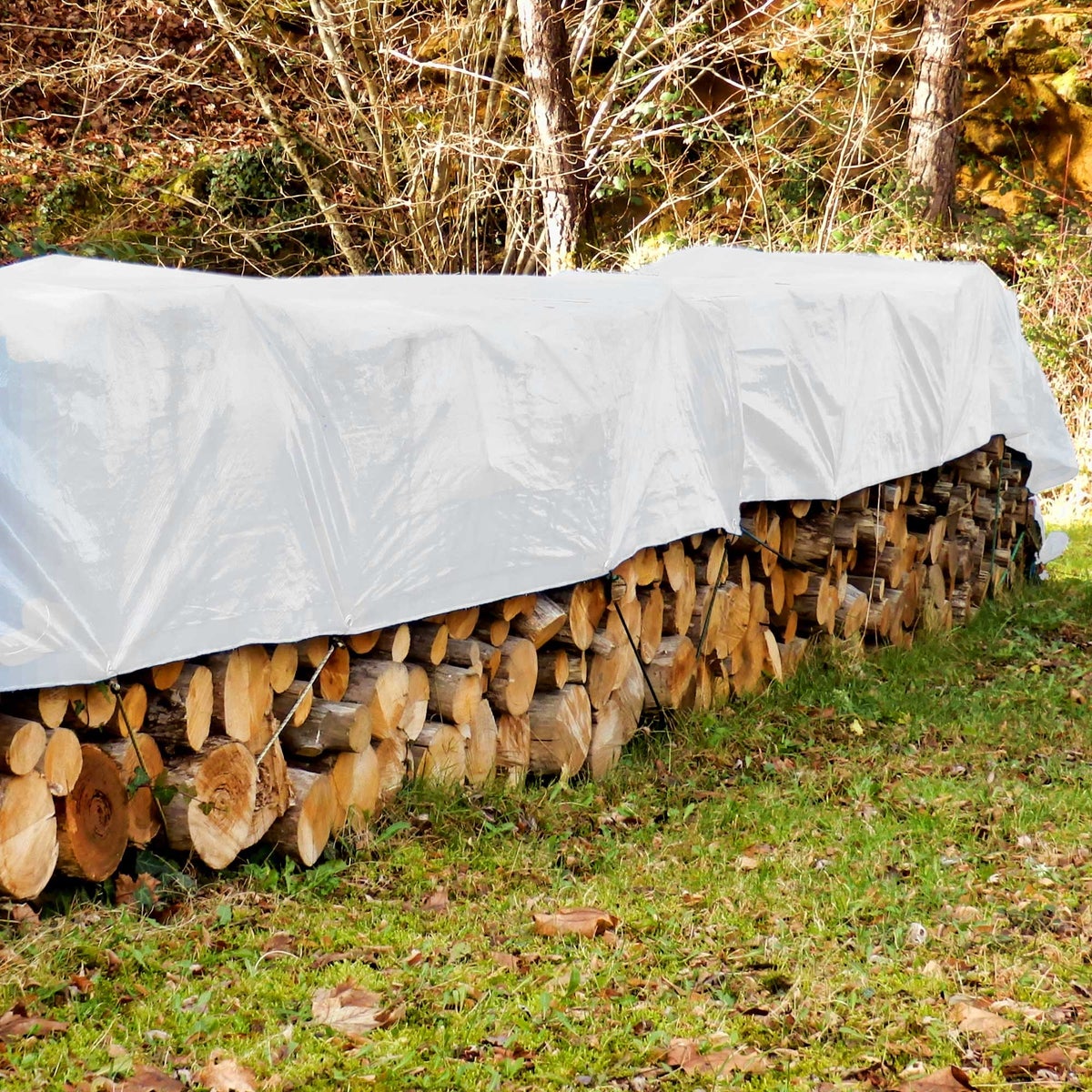 ECD Germany Afdekzeil met ogen, 1,5 x 12 m, 18 m², 260 g/m², wit, polyethyleen, schimmelwerend, waterdicht, scheurvast, beschermhoes, boothoes, tuinhoes, houten hoes, hoes voor tuinmeubelen, zwembad, auto