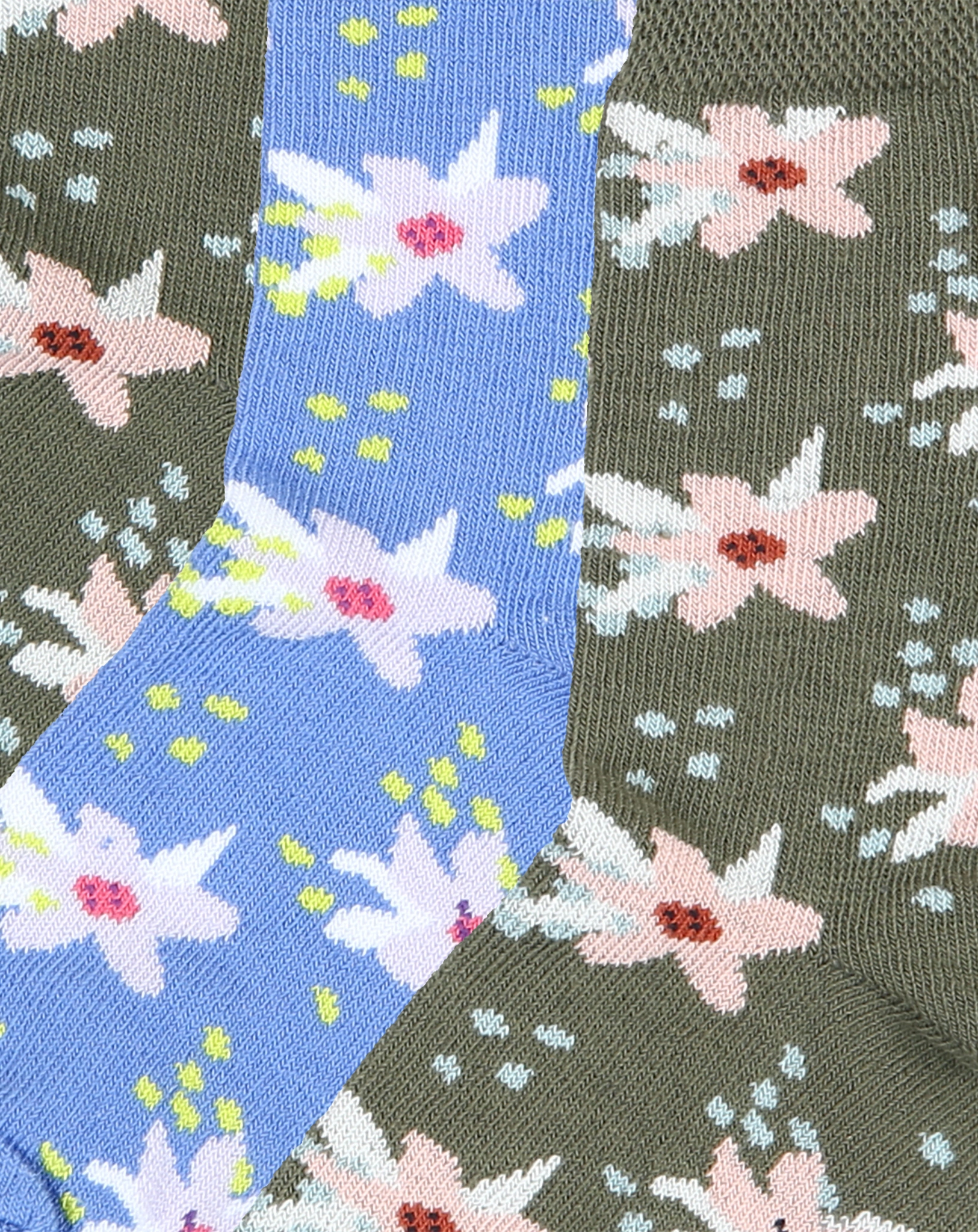 Strümpfe BLUME 3er Pack in oliv/blau