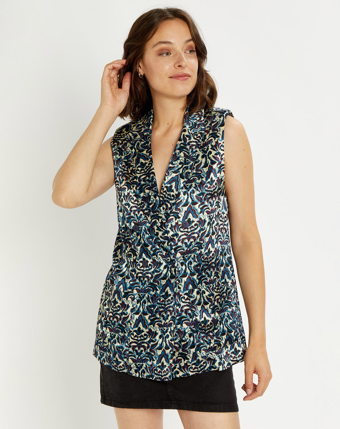 Lauren Vidal Veste Lou imprimée bleu/crème