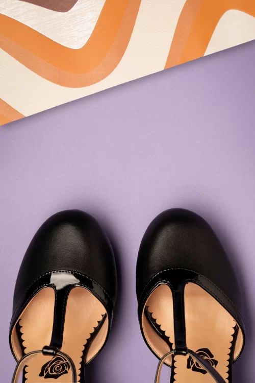 Banned Retro Country Rose Pumps in Zwart