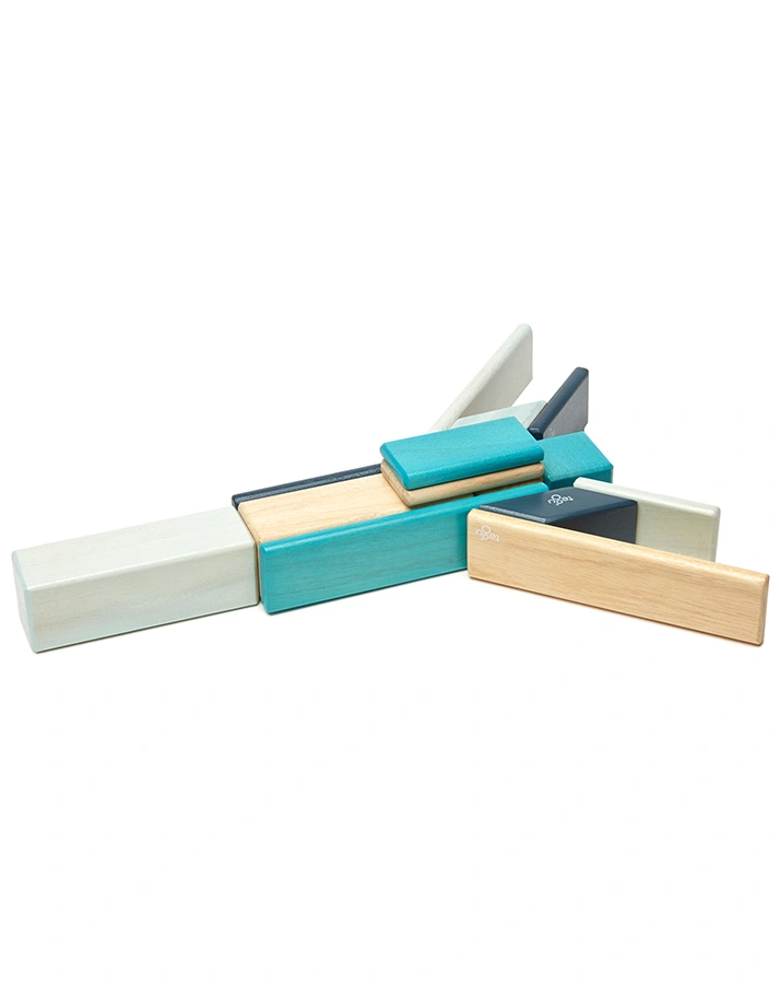 Magnet-Bausteine BLOCK 14-teilig aus Holz in blau
