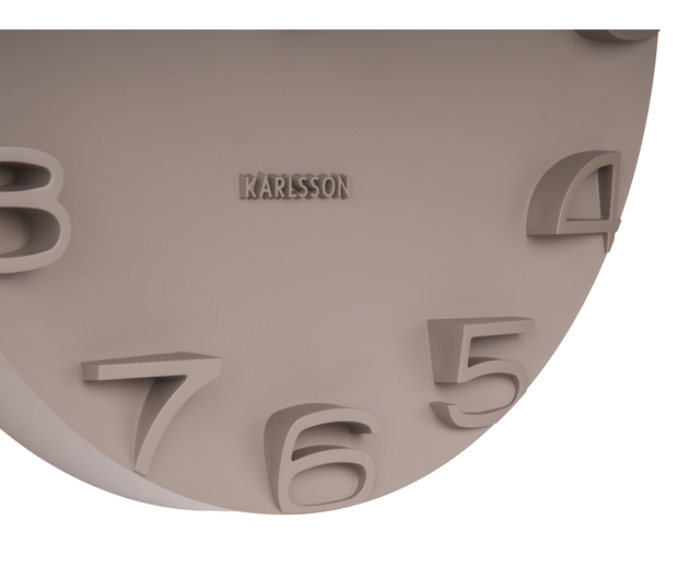 Wall clock on the Edge warm grey w. chrome hands