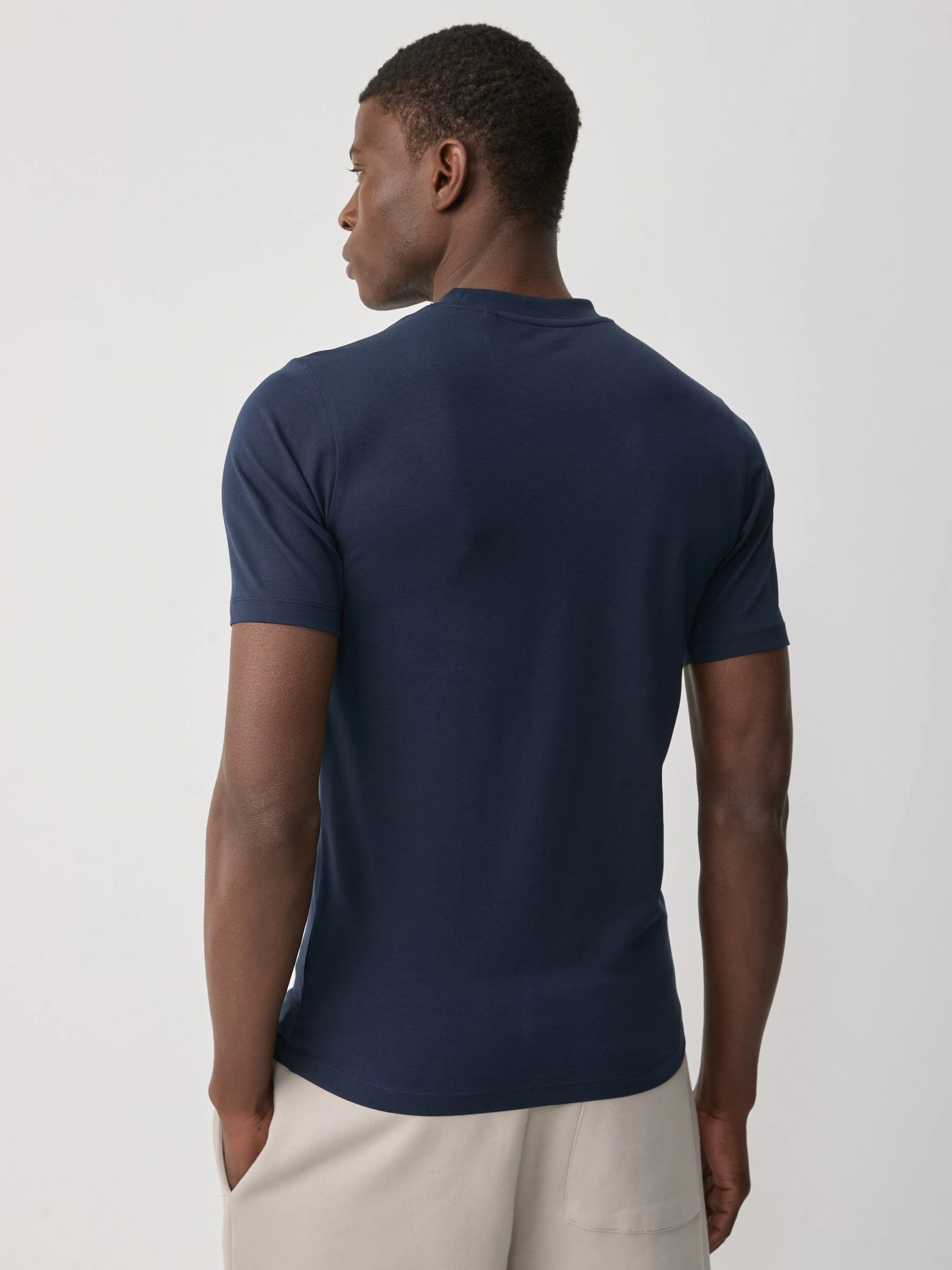 Marineblauw/wit/zwart - Muscle fit essentiële T-shirts 3 set