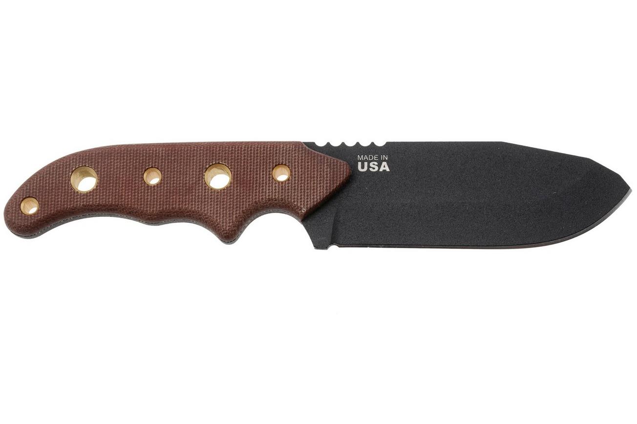 TOPS Knives Wilderness Guide 4.0, WSG-4, 1095 Black Traction Coating, Tan Canvas Micarta, survivalmes, Leo Espinoza design
