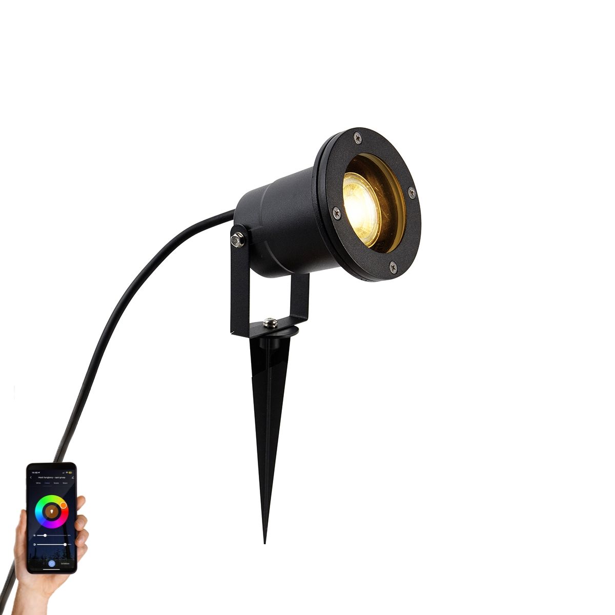 Industriële smart prikspot zwart incl. WiFi GU10 IP65 - Basic