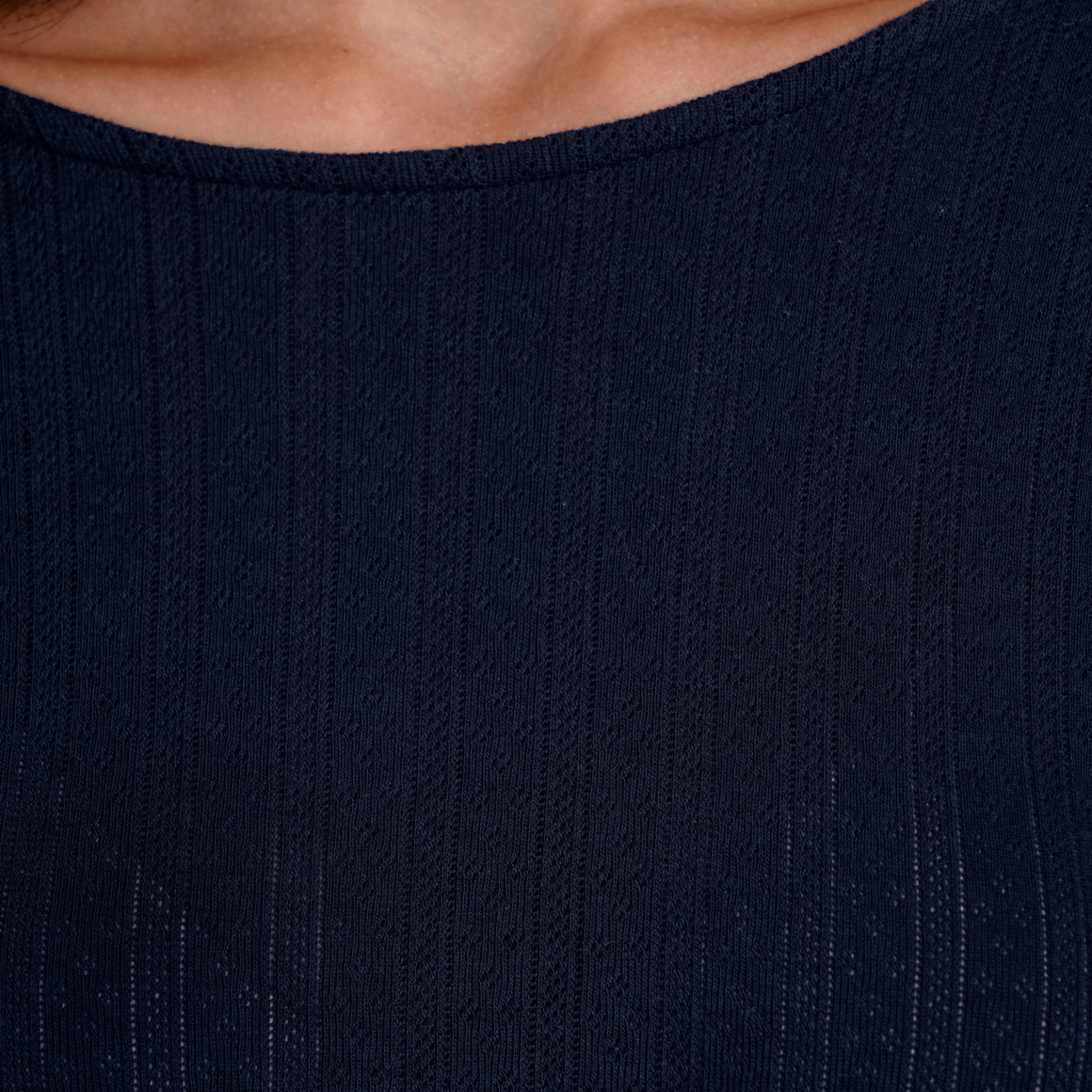 Gina Damen Langarmshirt mit Jaquardmuster dunkelblau