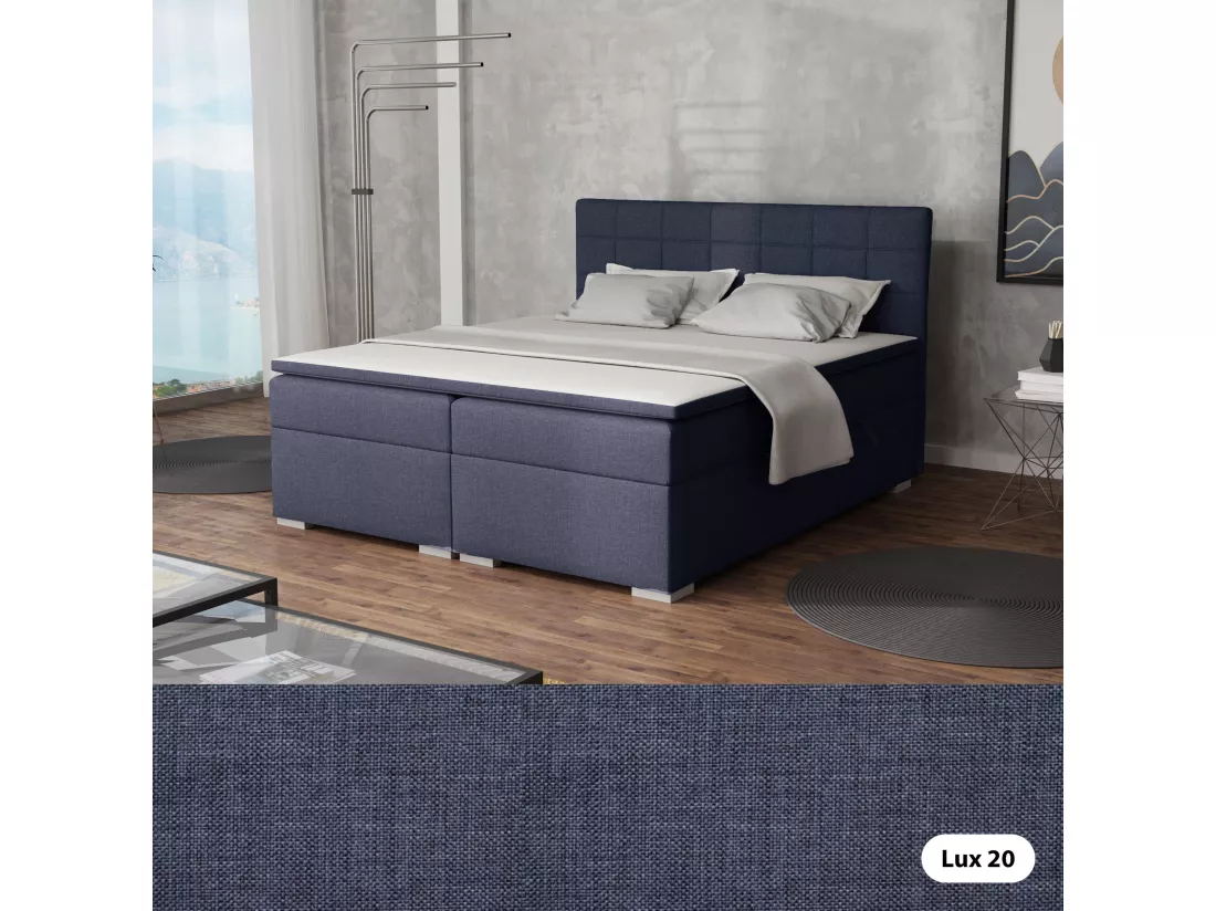 LIT BOXSPRING avec rangements pour la literie Torland, 180x200 cm, Lux 20 (Bleu foncé)